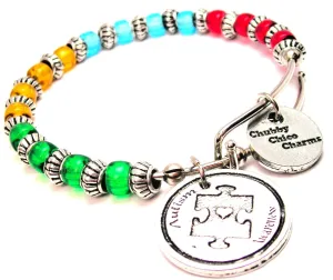Autism Awareness Bangle 6mm Glass Beaded Bangle