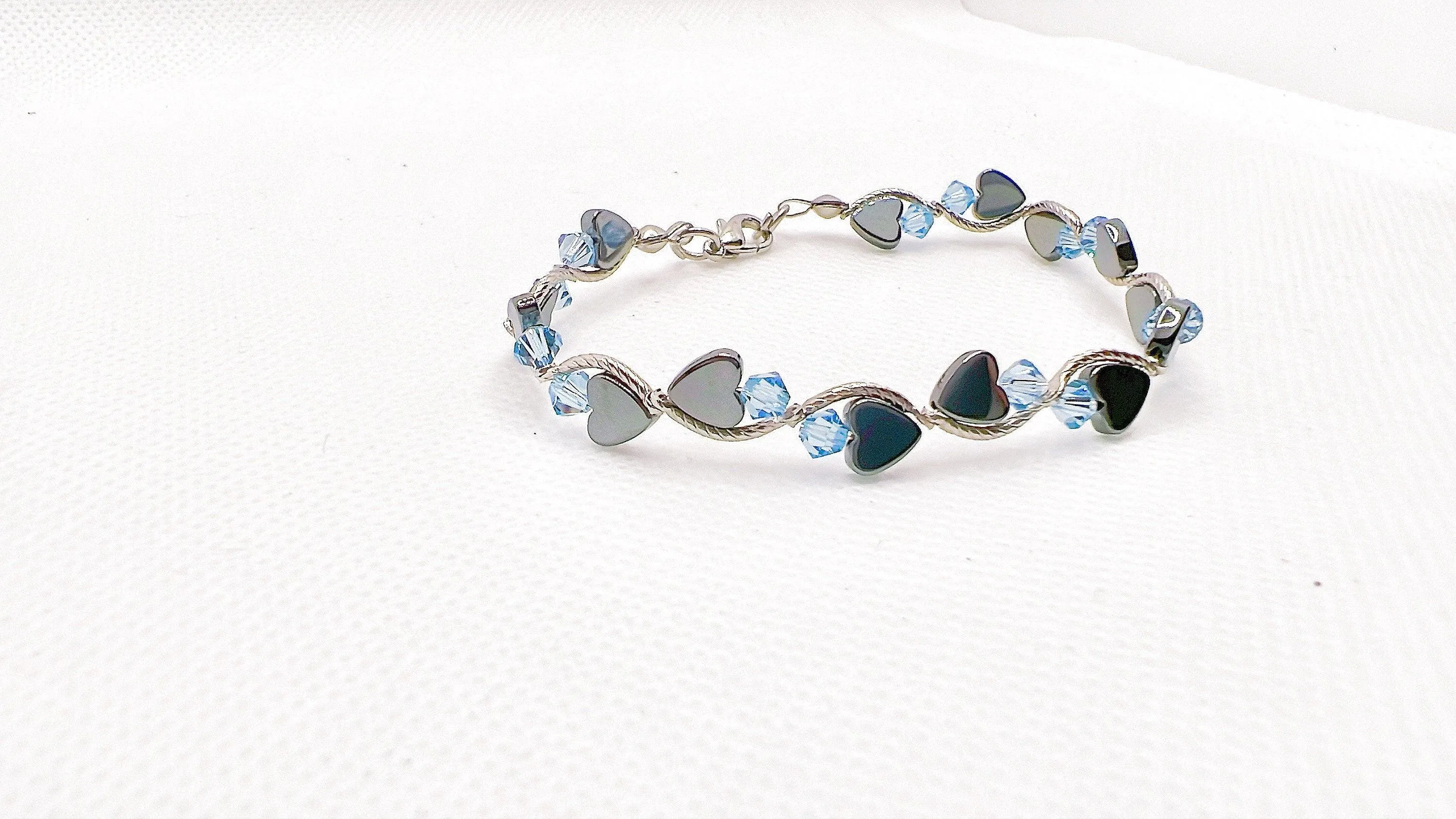 Blue Zircon Heart Crystal Bracelet