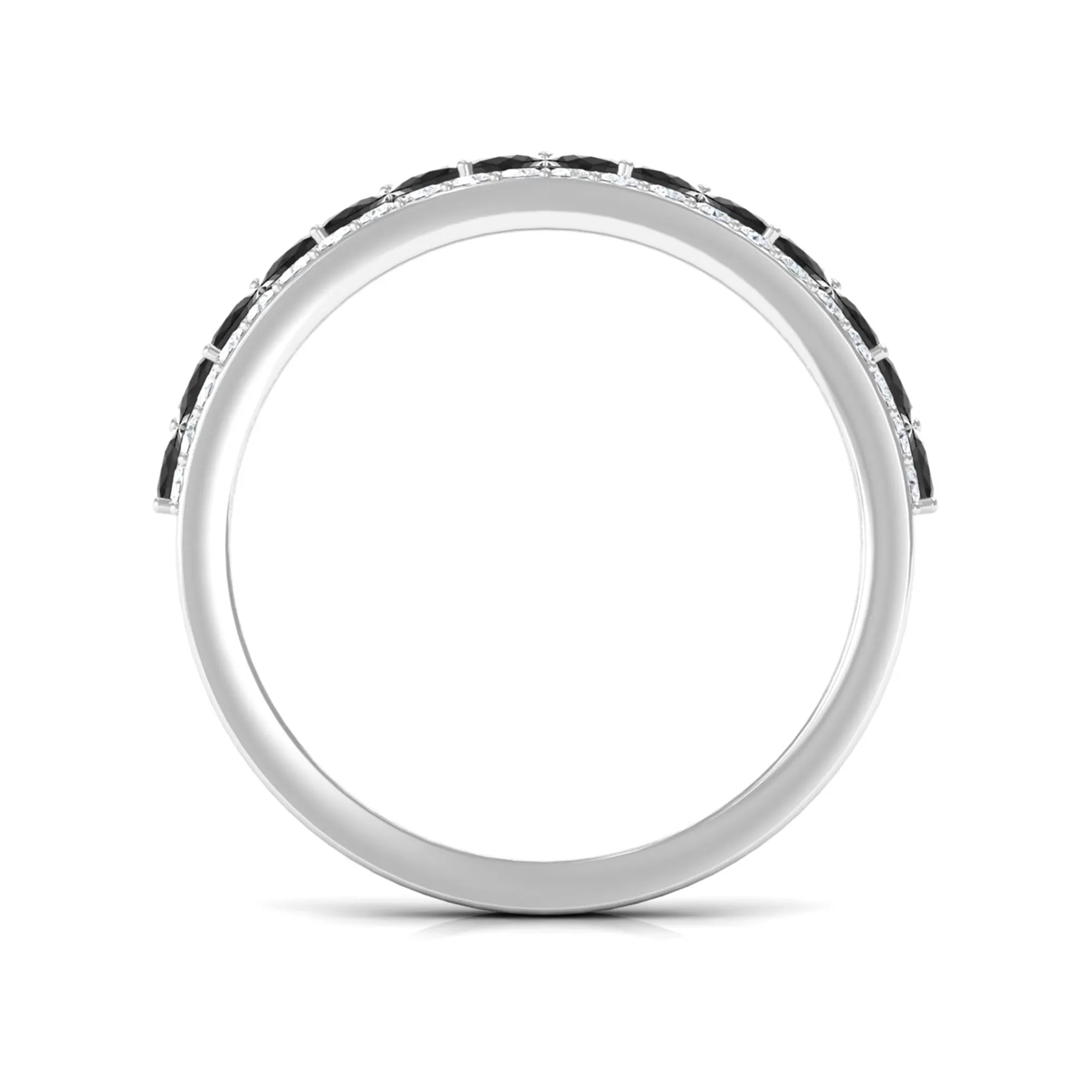 Crown Style Half Eternity Ring with Black Onyx and Diamond