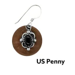 Genuine Black Onyx Earrings, 925 Sterling Silver, Native American USA Handmade, Sterling Silver, Nickel Free, French Hook