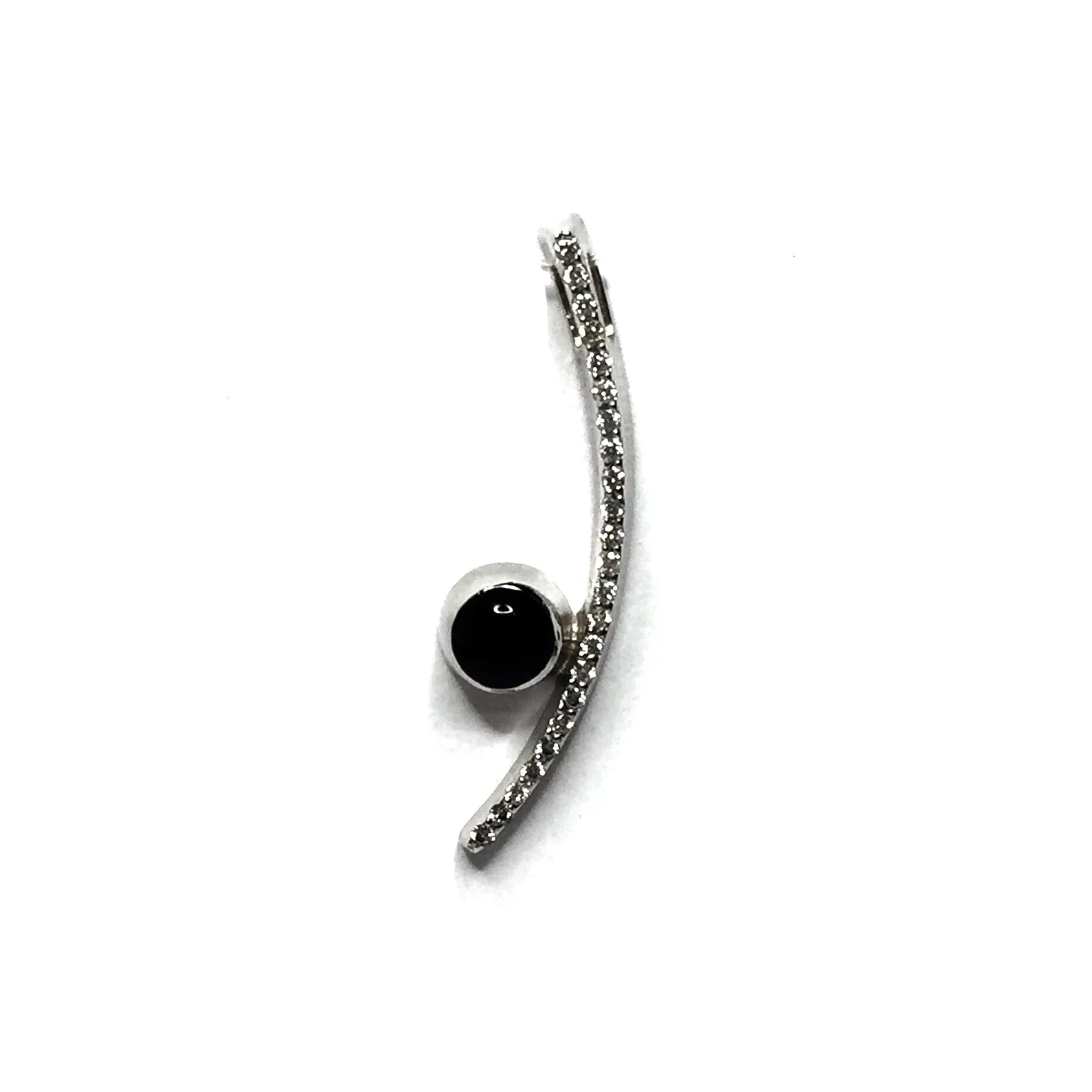 Onyx Round Inlay Curved Bar .12Ctw Diamond Pendant