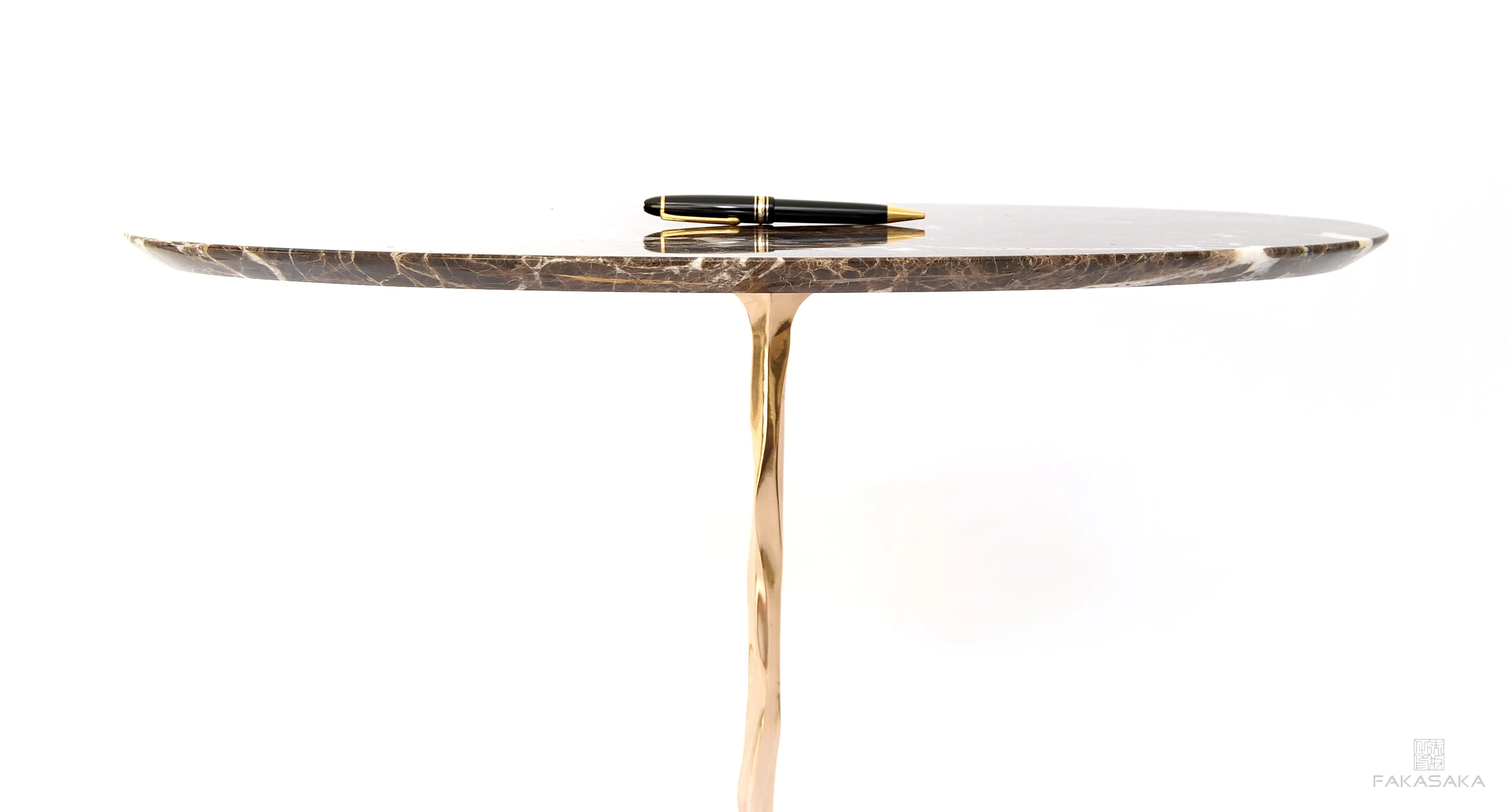 PRESLEY DRINK TABLE<br><br>MARRON IMPERIAL (LARGE TOP)<br>POLISHED BRONZE