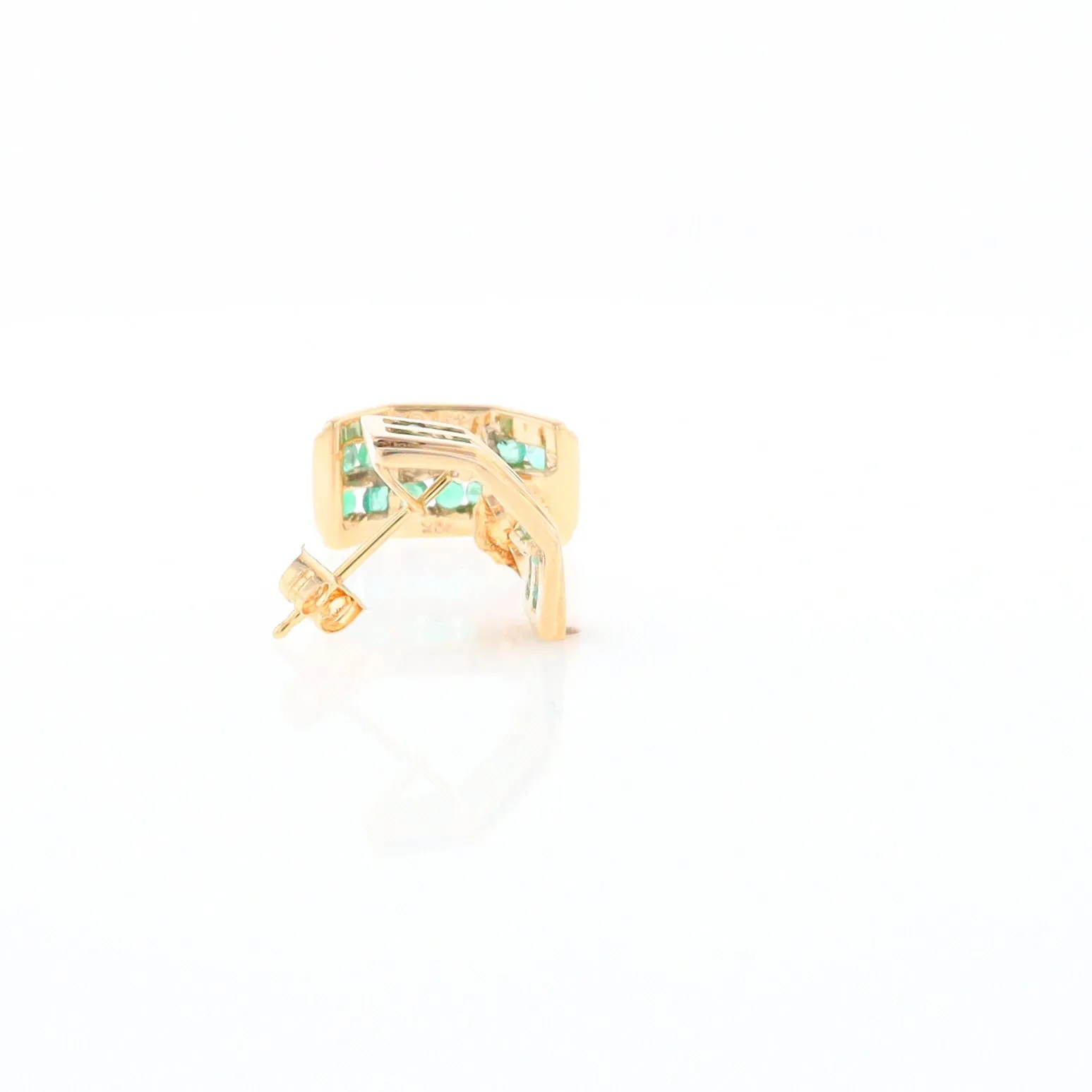 Semi-Hoop Channel Emerald Earrings