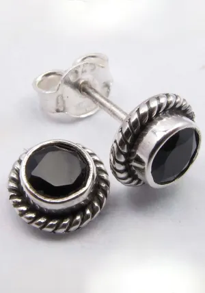 Solid Silver Black Onyx Stud Earrings