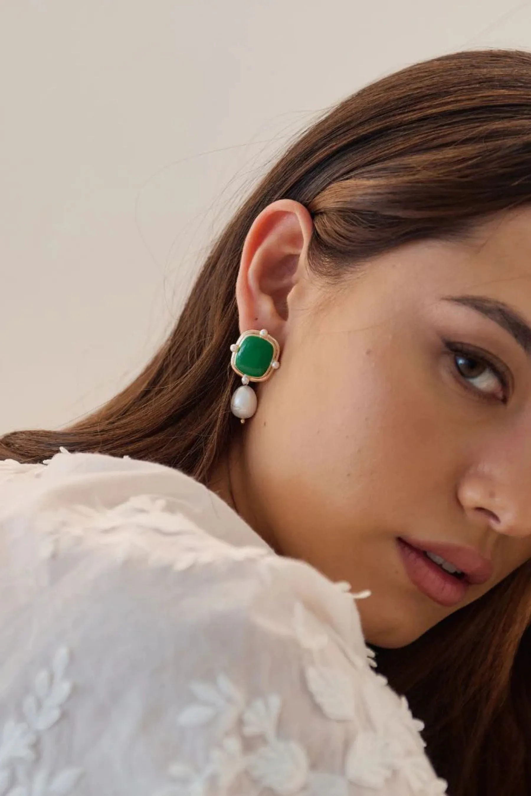 Symposium Emerald Pearl Drop Earrings